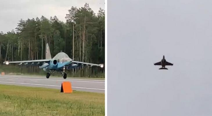 Военные сажают самолеты на трассу М4 Минск —